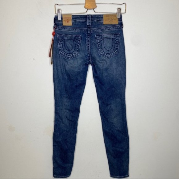 NWT True Religion Halle Velvet Backed Rips Skinny Jean size 24 - Picture 3 of 14
